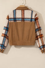 Load image into Gallery viewer, Plaid Corduroy Flap Pockets Button Up Jacket