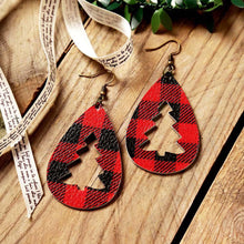 Load image into Gallery viewer, PU Leather Cutout Christmas Tree Earrings
