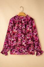 Load image into Gallery viewer, Printed Tie Neck Flounce Sleeve Blouse