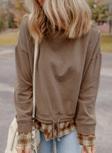Load image into Gallery viewer, Drawstring Plaid Turtleneck Long Sleeve Top
