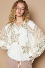 Load image into Gallery viewer, POL Star Patch Lace Contrast Long Sleeve Hooded Top