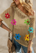 Load image into Gallery viewer, Flower Round Neck Half Sleeve Knit Cover Up