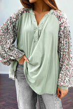 Load image into Gallery viewer, Printed Notched Long Sleeve Blouse