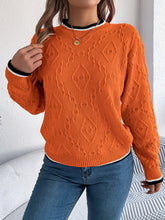 Load image into Gallery viewer, Contrast Trim Round Neck Long Sleeve Sweater