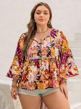 Load image into Gallery viewer, Plus Size Printed Tie Neck Blouse