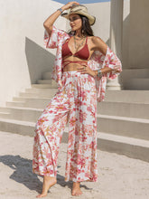 Load image into Gallery viewer, Printed Open Front Half Sleeve Top and Pants Set
