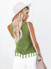 Load image into Gallery viewer, Cutout Tassel Round Neck Tank