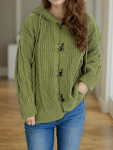 Load image into Gallery viewer, Cable-Knit Long Sleeve Hooded Cardigan