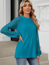Load image into Gallery viewer, Round Neck Lace Long Sleeve Top