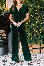 Load image into Gallery viewer, Drawstring Surplice Short Sleeve Jumpsuit