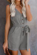 Load image into Gallery viewer, Full Size Tied V-Neck Sleeveless Romper with Pockets