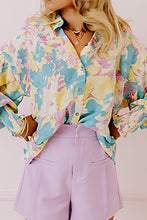 Load image into Gallery viewer, Printed Button Down Lantern Sleeve Shirt