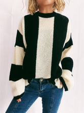 Load image into Gallery viewer, Color Block Round Neck Long Sleeve Sweater