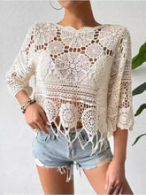 Load image into Gallery viewer, Openwork Round Neck Cover-Up