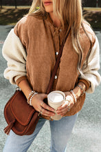 Load image into Gallery viewer, Contrast Baseball Collar Snap Down Long Sleeve Jacket
