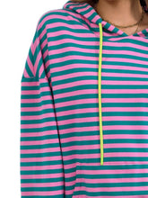 Load image into Gallery viewer, Drawstring Striped Long Sleeve Hoodie