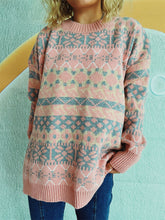 Load image into Gallery viewer, Geometric Round Neck Dropped Shoulder Sweater