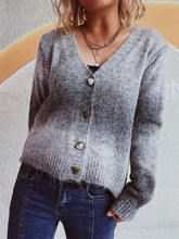 Load image into Gallery viewer, Gradient Heart Shape Button V-Neck Cardigan