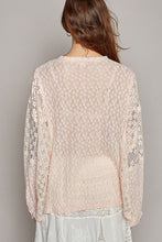 Load image into Gallery viewer, POL Round Neck Long Sleeve Raw Edge Lace Top