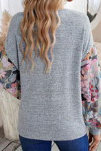 Load image into Gallery viewer, Printed Lantern Sleeve Buttoned V Neck Top