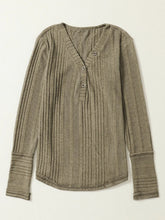 Load image into Gallery viewer, Textured V-Neck Long Sleeve T-Shirt