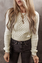 Load image into Gallery viewer, Cable-Knit Round Neck Long Sleeve Sweater