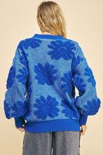 Load image into Gallery viewer, Davi &amp; Dani Flower Texture Round Neck Dropped Shoulder Sweater