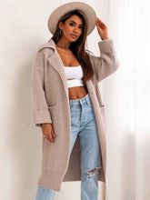 Load image into Gallery viewer, Pocketed Collared Neck Dropped Shoulder Cardigan