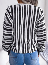 Load image into Gallery viewer, Striped Lace-Up Long Sleeve Sweater