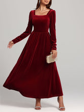 Load image into Gallery viewer, Velvet Square Neck Long Sleeve Dress
