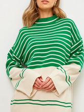 Load image into Gallery viewer, Striped Mock Neck Long Sleeve Sweater