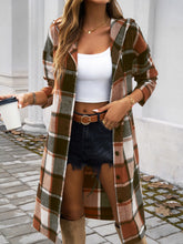 Load image into Gallery viewer, Plaid Long Sleeve Hooded Coat