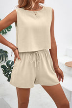 Load image into Gallery viewer, Round Neck Top and Drawstring Shorts Set
