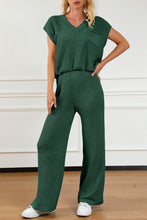 Load image into Gallery viewer, Pocketed V-Neck Top and Wide Leg Sweater Set
