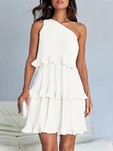 Load image into Gallery viewer, Layered Single Shoulder Mini Dress