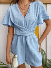 Load image into Gallery viewer, Tied V-Neck Short Sleeve Romper