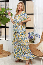 Load image into Gallery viewer, ADORA Layered Floral Off-Shoulder Short Sleeve Maxi Dress