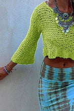 Load image into Gallery viewer, Round Neck Long Sleeve Knit Cover Up
