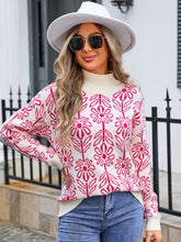 Load image into Gallery viewer, Flower Turtleneck Long Sleeve Sweater
