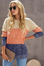 Load image into Gallery viewer, Color Block Round Neck Long Sleeve Sweater