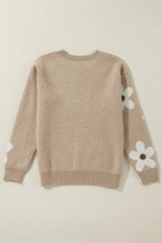 Load image into Gallery viewer, Flower Round Neck Long Sleeve Sweater