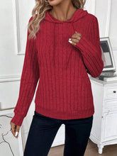 Load image into Gallery viewer, Drawstring Ribbed Long Sleeve Hoodie
