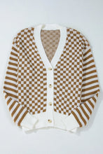 Load image into Gallery viewer, Checkered V-Neck Long Sleeve Cardigan