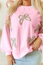 Load image into Gallery viewer, Bow Round Neck Long Sleeve Sweatshirt