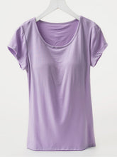 Load image into Gallery viewer, Round Neck Short Sleeve T-Shirt with Bra