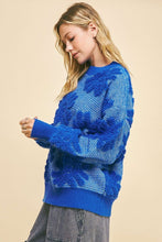 Load image into Gallery viewer, Davi &amp; Dani Flower Texture Round Neck Dropped Shoulder Sweater
