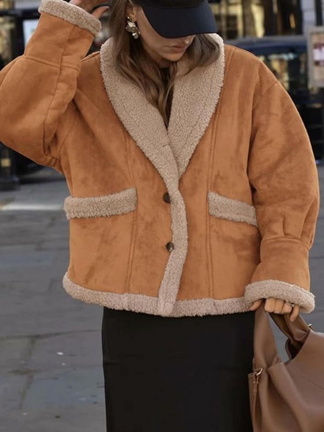 Load image into Gallery viewer, Fuzzy Collared Neck Long Sleeve Jacket