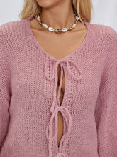 Load image into Gallery viewer, Tied Long Sleeve Dropped Shoulder Cardigan