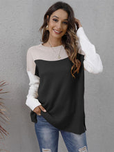 Load image into Gallery viewer, Color Block Round Neck Sweater