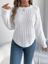 Load image into Gallery viewer, Asymmetric Hem Round Neck Long Sleeve Sweater